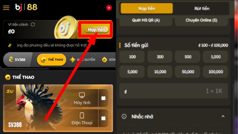 Quy trình nạp rút tại app BJ88 nhanh chóng và tiện lợi